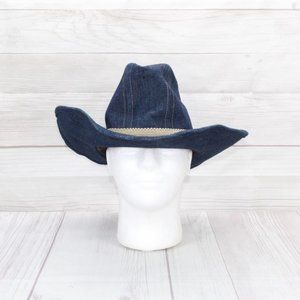 Vintage Union United Hatters Millinery Blue Denim Western Cowboy Hat